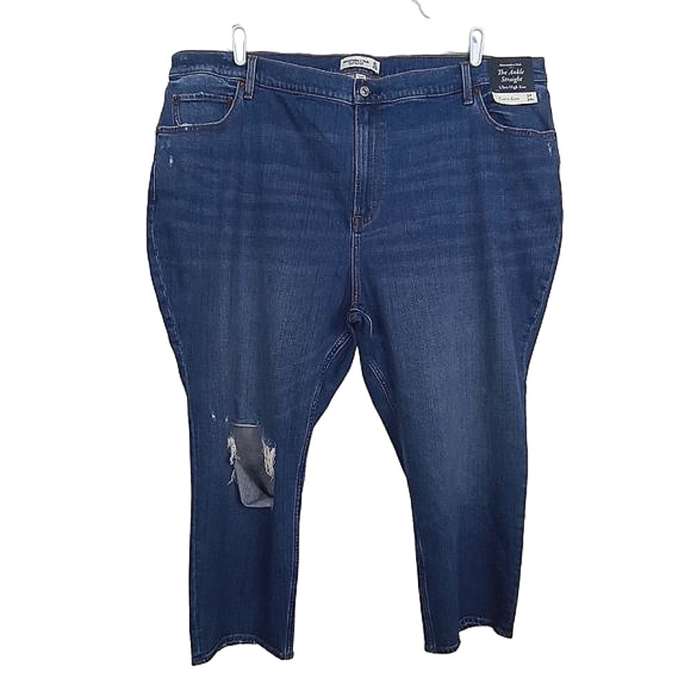 Abercrombie & Fitch Curve Love Ultra High-Rise Ankle Straight Jean Size 37/24S …